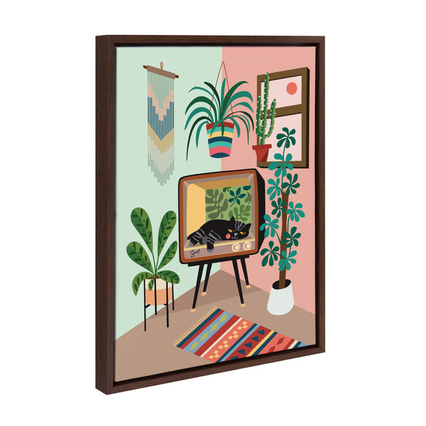 Kate & Laurel Sylvie TV Cat Bed Framed Canvas By Rachel Lee Of My Dream Wall