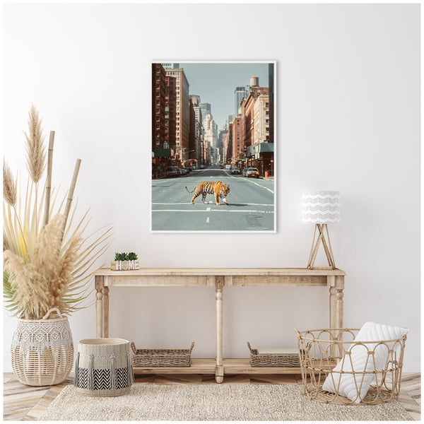 Kate & Laurel Sylvie Urban Tiger In The City Framed Canvas By Michael Schauer