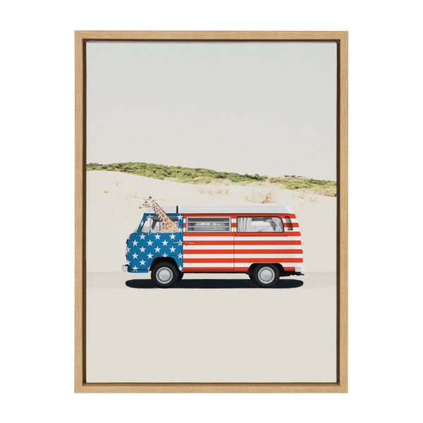 Kate & Laurel Sylvie USA Retro Beach Van Framed Canvas By July Art Prints