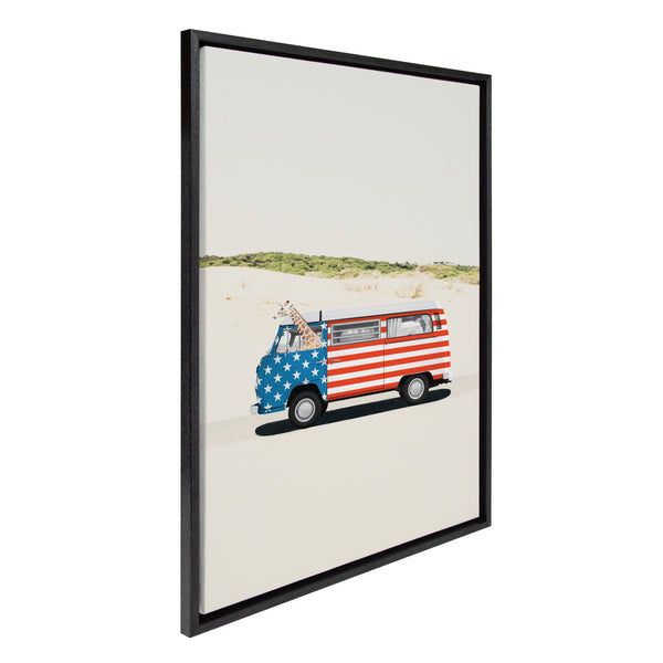 kate & laurel Sylvie USA Retro Beach Van Framed Canvas by July Art Prints