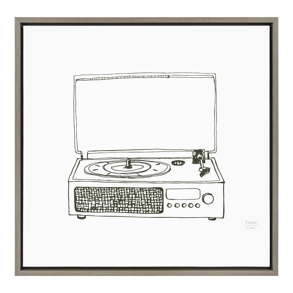 Kate & Laurel Sylvie Victrola Record Player Framed Canvas By Statement Goods