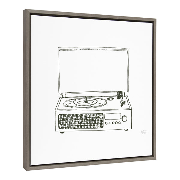 Kate & Laurel Sylvie Victrola Record Player Framed Canvas By Statement Goods