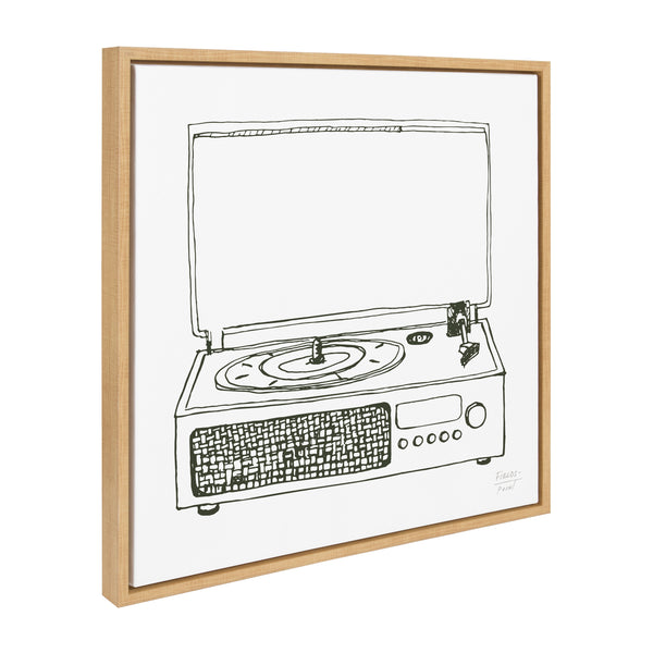 kate & laurel Sylvie Victrola Record Player Framed Canvas by Statement Goods