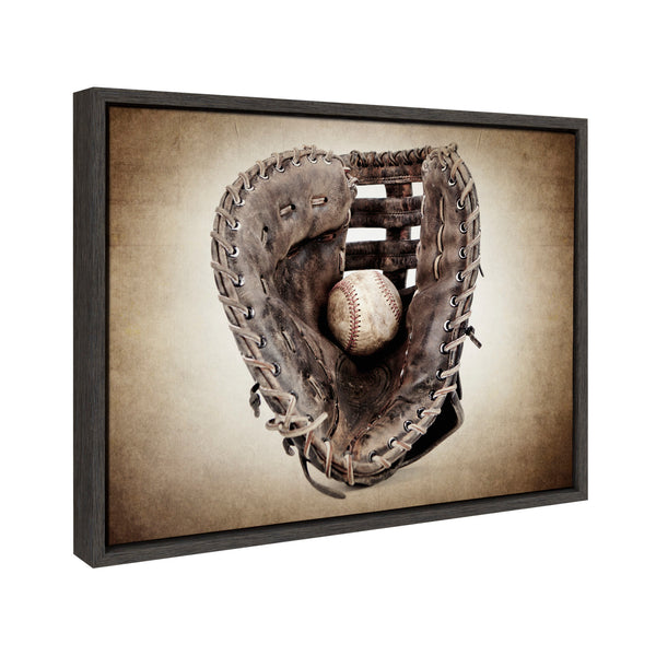 Kate & Laurel Sylvie Vintage Baseball Glove Framed Canvas By Shawn St. Peter