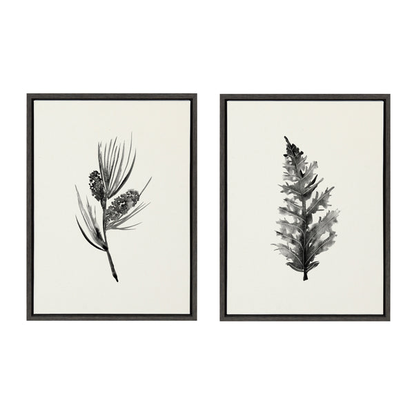 kate & laurel Sylvie Vintage Botanical 3 and 4 Framed Canvas Set by Teju Reval of SnazzyHues