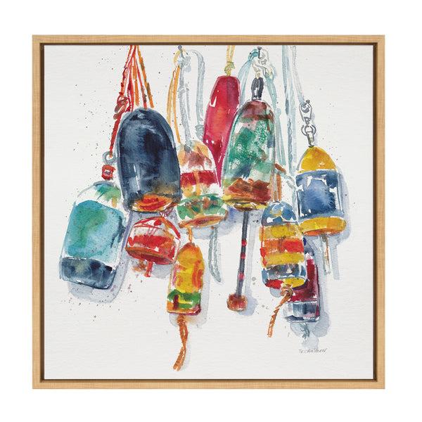 Kate & Laurel Sylvie Vintage Buoys Framed Canvas By Patricia Shaw
