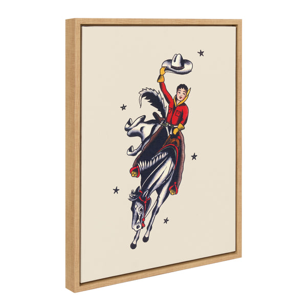 kate & laurel Sylvie Vintage Cowgirl Framed Canvas by Corinna Buchholz of Piddix