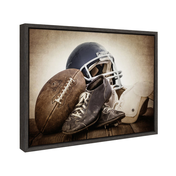 Kate & Laurel Sylvie Vintage Football Gear Framed Canvas By Shawn St. Peter