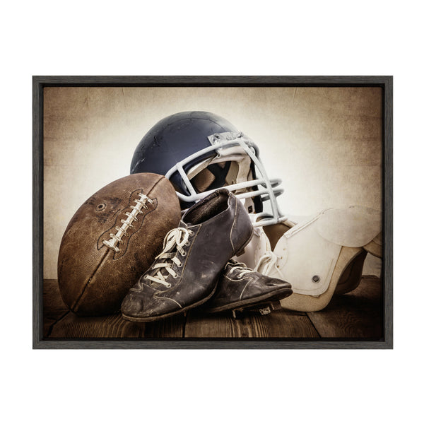 kate & laurel Sylvie Vintage Football Gear Framed Canvas by Shawn St. Peter