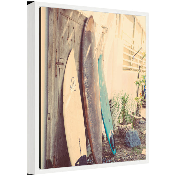 kate & laurel Sylvie Vintage Retro Beach Surfboards Framed Canvas by Saint and Sailor Studios