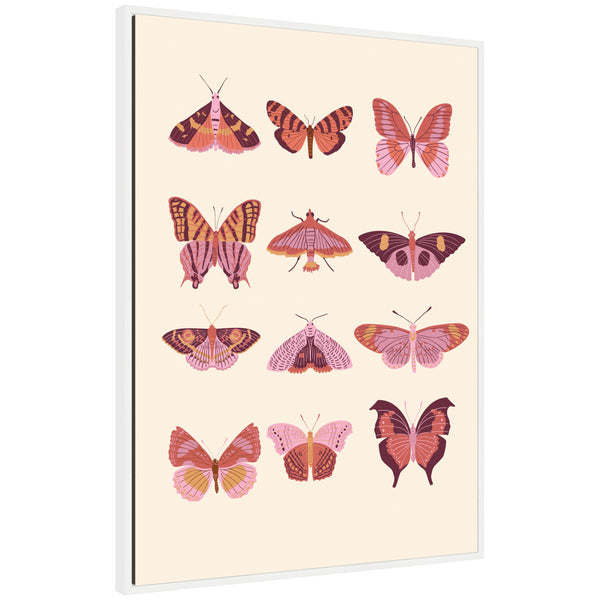 kate & laurel Sylvie Vintage Retro Boho Butterflies Framed Canvas by Honey Island Studio