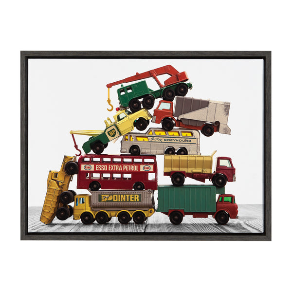 Kate & Laurel Sylvie Vintage Stacked Matchbox Work Vehicles Pile Framed Canvas By Saint And Sailor Studios