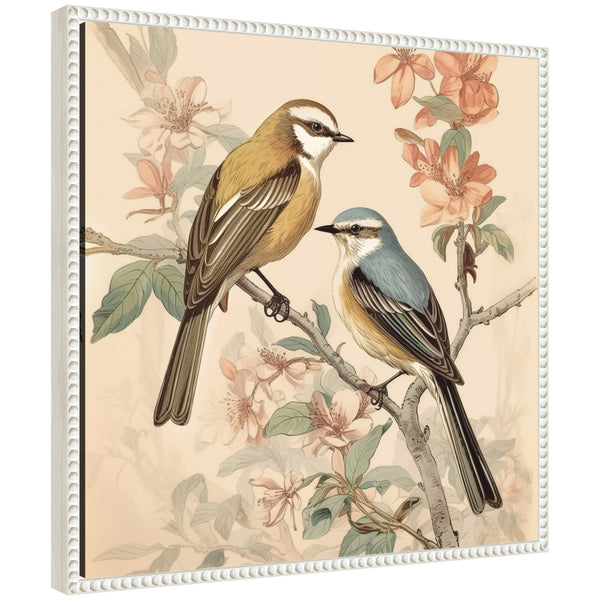 Kate & Laurel Sylvie Vintage Style Birds And Botanicals Framed Canvas By The Creative Bunch Studio