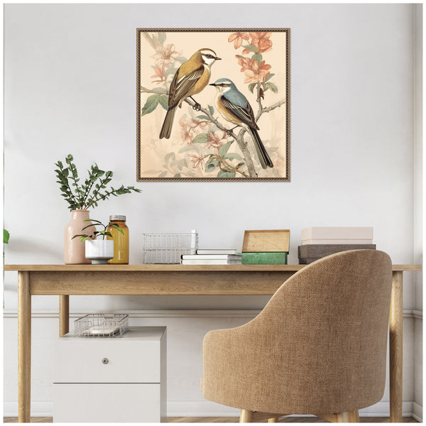 Kate & Laurel Sylvie Vintage Style Birds And Botanicals Framed Canvas By The Creative Bunch Studio