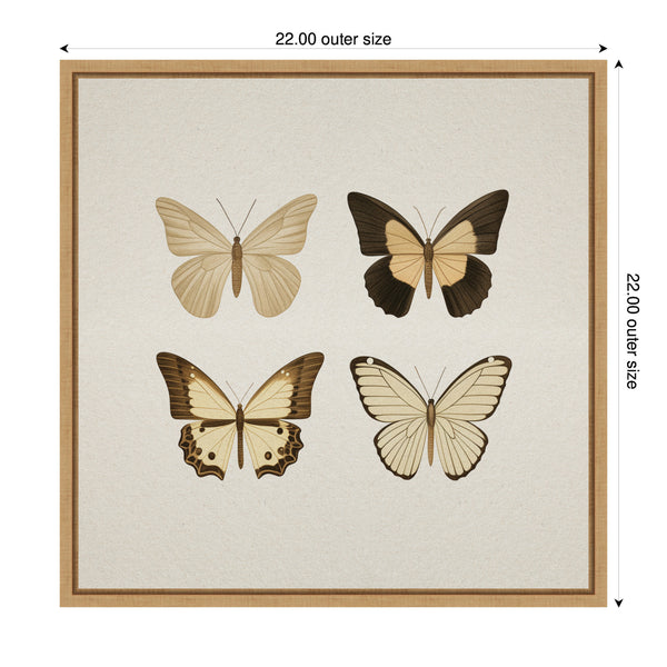 Kate & Laurel Sylvie Vintage Style Butterflies In Neutral Tones Framed Canvas By The Creative Bunch Studio