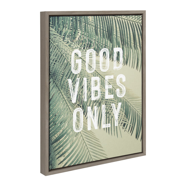 Kate & Laurel Sylvie Vintage Tropical Palms Good Vibes Only Framed Canvas By The Creative Bunch Studio