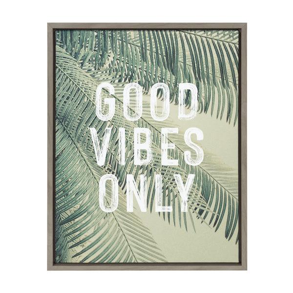 kate & laurel Sylvie Vintage Tropical Palms Good Vibes Only Framed Canvas by The Creative Bunch Studio