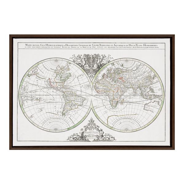 Kate & Laurel Sylvie Vintage World Map Framed Canvas By Corinna Buchholz Of Piddix