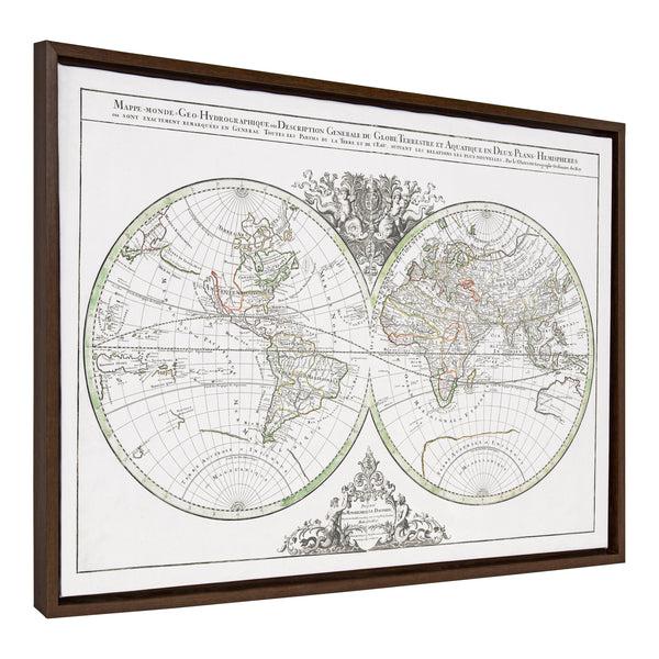 Kate & Laurel Sylvie Vintage World Map Framed Canvas By Corinna Buchholz Of Piddix