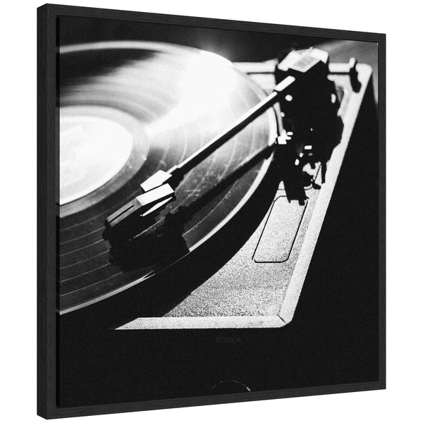 kate & laurel Sylvie Vinyl Record Player Framed Canvas by Alicia Abla