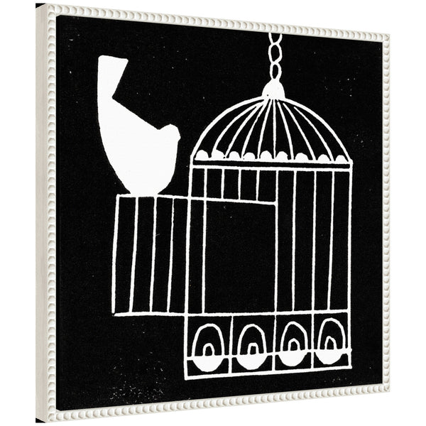 kate & laurel Sylvie Vivere 2 To be Free Bird Linocut Framed Canvas by Giuliana Lazzerini