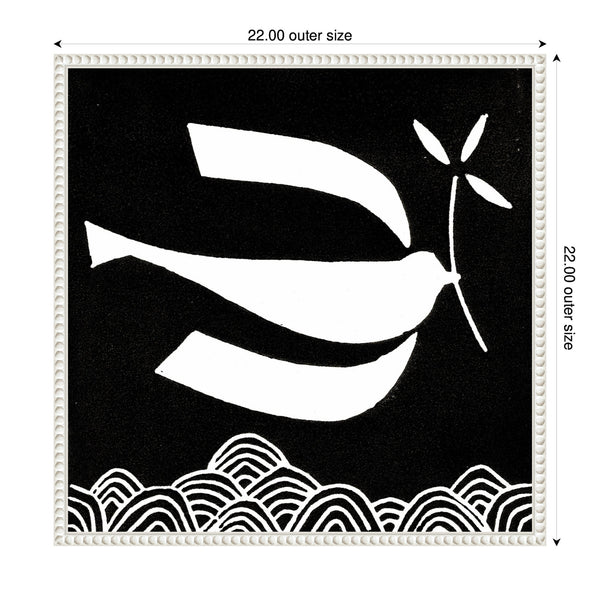 Kate & Laurel Sylvie Volare 2 Black And White Bird Linocut Framed Canvas By Giuliana Lazzerini