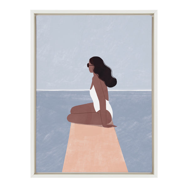 kate & laurel Sylvie Waiting For Framed Canvas by Maja Tomljanovic