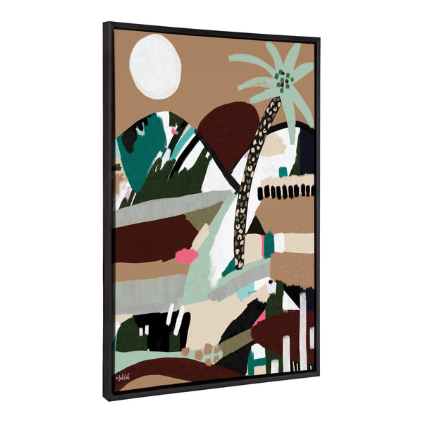 kate & laurel Sylvie Warm Offbeat Framed Canvas by Inkheart Designs