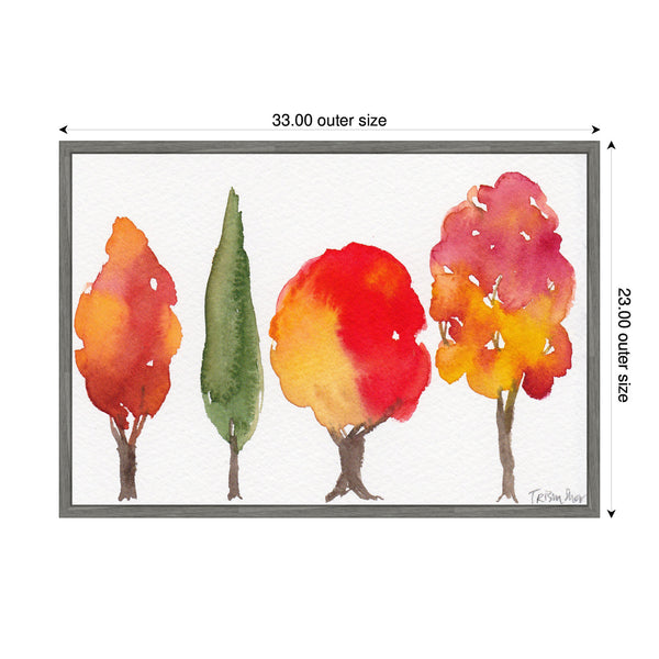 Kate & Laurel Sylvie Watercolor 4 Fall Trees Framed Canvas By Patricia Shaw