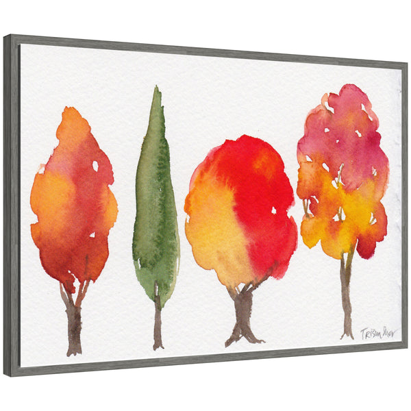 kate & laurel Sylvie Watercolor 4 Fall Trees Framed Canvas by Patricia Shaw