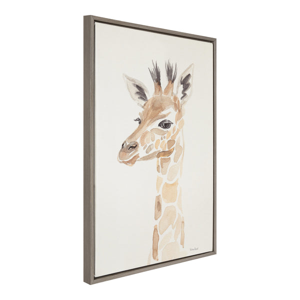 Kate & Laurel Sylvie Watercolor Giraffe Framed Canvas By Patricia Shaw