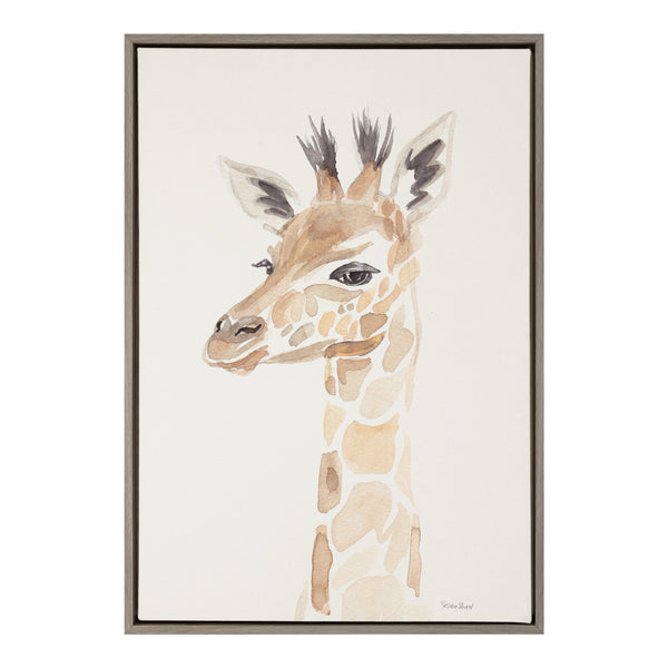 kate & laurel Sylvie Watercolor Giraffe Framed Canvas by Patricia Shaw