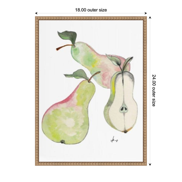 Kate & Laurel Sylvie Watercolor Green Pears Framed Canvas By Viola Kreczmer