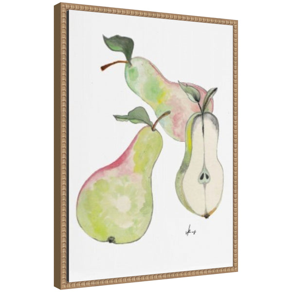 kate & laurel Sylvie Watercolor Green Pears Framed Canvas by Viola Kreczmer