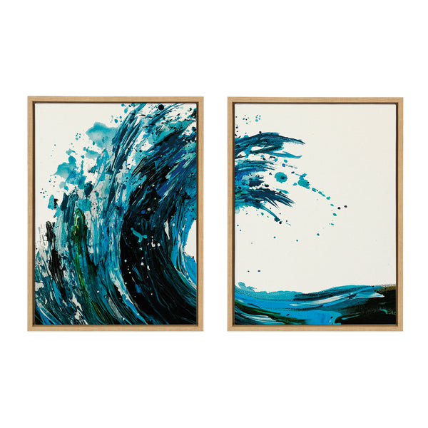 Kate & Laurel Sylvie Wave 1 And 2 Framed Canvas Art Set By