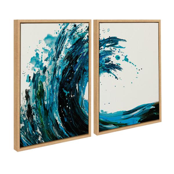 Kate & Laurel Sylvie Wave 1 And 2 Framed Canvas Art Set By