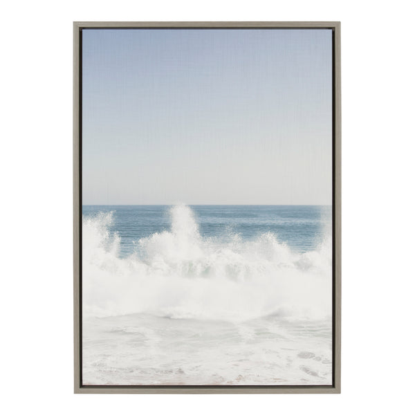Kate & Laurel Sylvie Waves Crashing Framed Canvas By Caroline Mint
