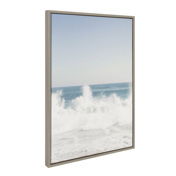 Kate & Laurel Sylvie Waves Crashing Framed Canvas By Caroline Mint