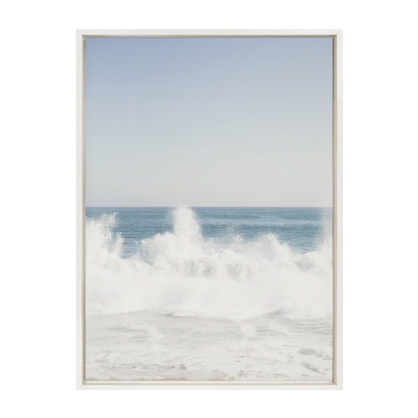 kate & laurel Sylvie Waves Crashing Framed Canvas by Caroline Mint