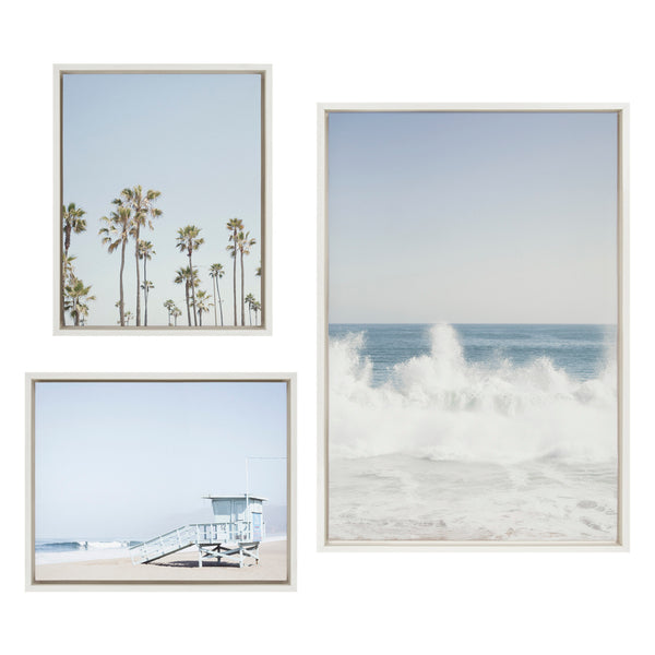 Kate & Laurel Sylvie Waves Crashing Framed Canvas Set By Caroline Mint