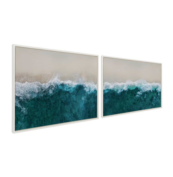Kate & Laurel Sylvie Waves Crashing On The Beach 1 And 2 Framed Canvas Art Set By The Creative Bunch Studio