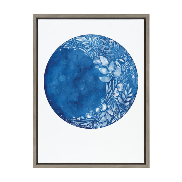 kate & laurel Sylvie Waxing Flower Moon Framed Canvas by Ingrid Sanchez of CreativeIngrid