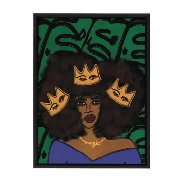 kate & laurel Sylvie Wear Your Crown Framed Canvas by Kendra Dandy of Bouffants and Broken Hearts