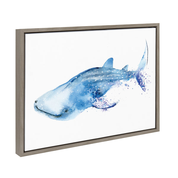 Kate & Laurel Sylvie Whale Shark Framed Canvas Art By Cathy Zhang