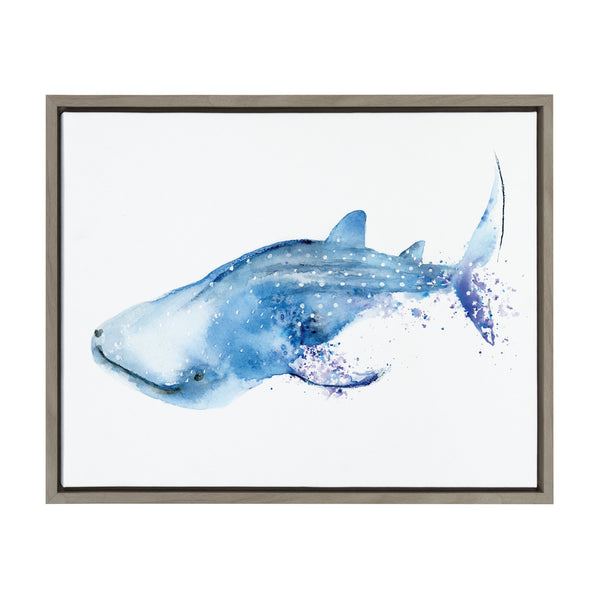 kate & laurel Sylvie Whale Shark Framed Canvas Art by Cathy Zhang