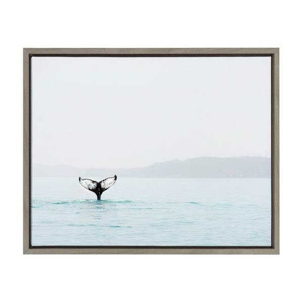 Kate & Laurel Sylvie Whale Tail In The Mist Framed Canvas By Amy Peterson