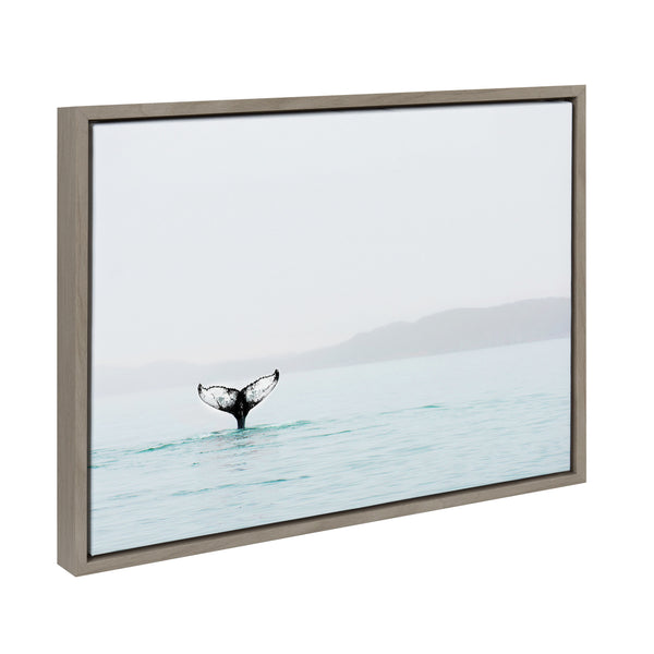 Kate & Laurel Sylvie Whale Tail In The Mist Framed Canvas By Amy Peterson