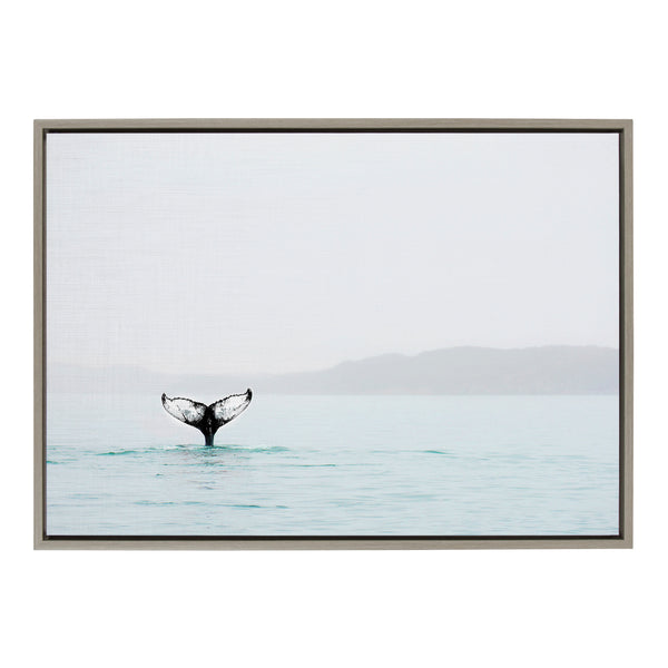 kate & laurel Sylvie Whale Tail In The Mist Framed Canvas by Amy Peterson