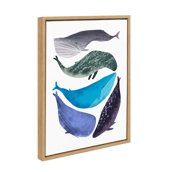 Kate & Laurel Sylvie Whales Framed Canvas By Lida Larina