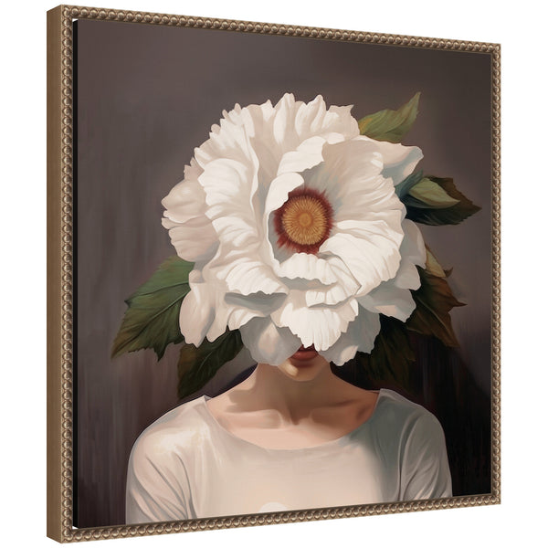 kate & laurel Sylvie White Flower Woman Portrait Framed Canvas by The Creative Bunch Studio